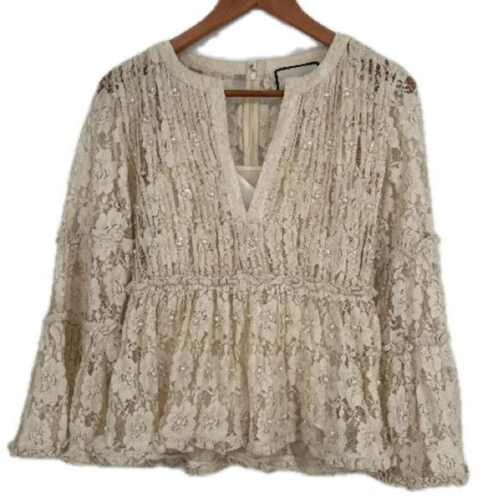 Alexis Tanisa Top in Beaded Ivory Lace | Revolve Women's Size Extra Small‎